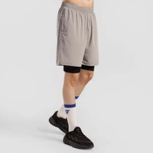 ARR X GAI Sporty Light Grey Gym Shorts <b>Mid</b> Waist Elastic Closure Polyester Jogger Shorts with Logo Embroidery Hot Styles - Product Image 6