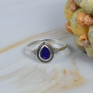 Anillo de Plata de Ley 925 hecho a mano con anillo de piedras preciosas de lapislázuli ovalado de excelente calidad Diseño clásico para niñas y mujeres - Product Image 3