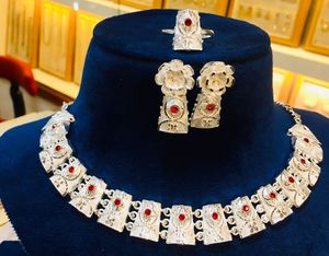 24K or Dubai mode bijoux collier ensemble boucles d'oreilles bracelets peignes broches classique perle fleur cuivre anniversaire diamant cadeau - Product Image 2