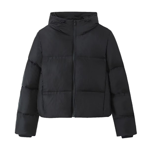Veste bomber matelassée en nylon à col montant avec doublure en laine, imperméable, décontractée, tendance, pour femmes, pour l'hiver - Product Image 1