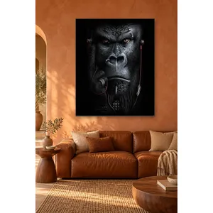 Portrait de gorille Fida avec écouteurs et piercings, impression sur toile - Product Image 5