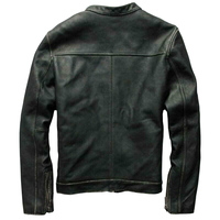 Blouson aviateur en cuir d'agneau pour homme, style rétro vintage, streetwear, écologique, cuir véritable vieilli, hiver