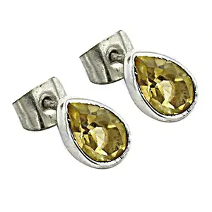 Pendientes de Plata con Citrino en Forma de Lágrima, Joyería de Moda Chapada en Oro de 14K/18K con Piedra Principal de Cuarzo, Diamante y Circonita - Product Image 3