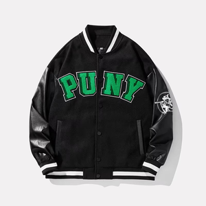 Chaqueta Varsity Nueva de Otoño e Invierno, Estilo Casual Relajado, Color Negro, Chaqueta Exterior con Púas, Top de Manga Larga para Parejas - Product Image 3