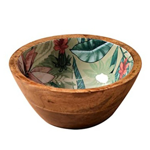 Cuenco de madera de mango de alta calidad con estampado de esmalte Utensilios de cocina modernos para servir con estilo de ensaladas Frutas Chocolates y decoración del hogar - Product Image 2