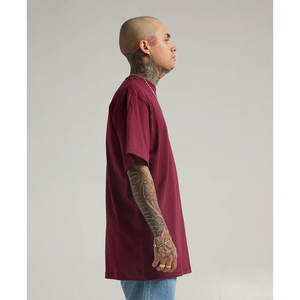 T-shirt à col rond surdimensionné pour hommes T-shirt surdimensionné à manches courtes pour hommes T-shirt solide à épaules tombantes en coton mélangé (couleur marron) - Product Image 3