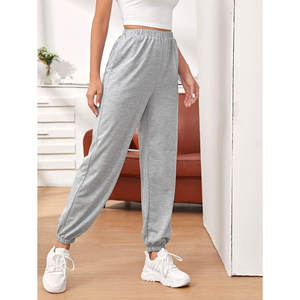 Pantalons de survêtement en molleton 100% coton pour femmes, doux, respirants, avec cordon de serrage, pantalons de survêtement chauds pour l'hiver - Product Image 3