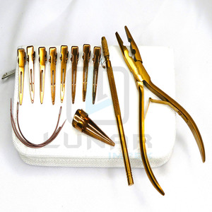 Kit d'outils d'extension de cheveux en acier inoxydable pince aiguille anneau Lope et pince à cheveux en or rose Kit d'outils d'extension de cheveux Plasma - Product Image 2