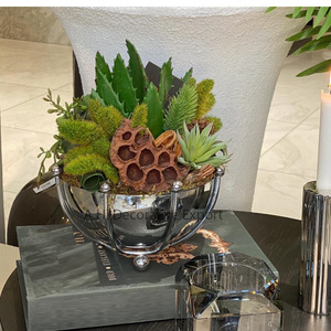 Cuenco de flores redondo de acero inoxidable para centro de mesa de fiesta Florero de metal de primera calidad para decoración de hogar y jardín - Product Image 1