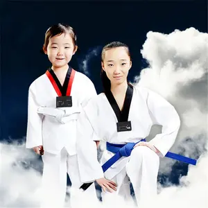 Fábrica de artes marciales de alta calidad niños estudiantes taekwondo uniforme para entrenamiento personalizar logotipo al por mayor - Product Image 4