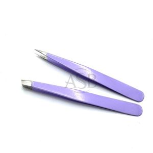 Pince à sourcils en acier inoxydable violet avec logo personnalisé et bouts pointus inclinés Ciseaux à ressort pour pince à sourcils durable - Product Image 4