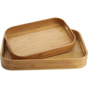 Elegante bandeja de servicio de madera blanca con asas para desayuno, café, aperitivos, fiestas, decoración del hogar - Product Image 2