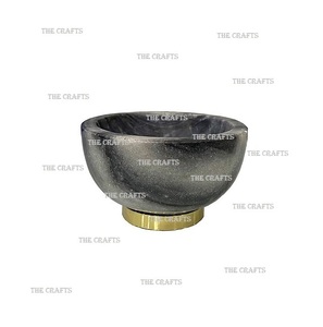 Fabuloso diseño de tazón de servir de mármol blanco con base de madera para el hogar, hotel y restaurante, utensilios de cocina, tazón para comida. - Product Image 3
