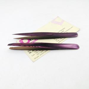 Pinzas de cejas de Plasma púrpura profesional Juego de tijera de resorte Hoja recta Forma de acero inoxidable Pinzas puntiagudas inclinadas - Product Image 3