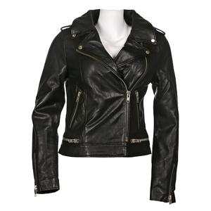 Vente en gros Veste en cuir pour femmes Manteau de motard de luxe en cuir véritable coupe ajustée Vêtements d'extérieur élégants à fermeture éclair pour femmes - Product Image 3