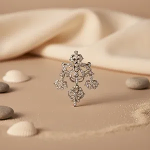 Pendientes colgantes de moda con diseño floral para mujer, tono plateado, regalo perfecto - Product Image 2