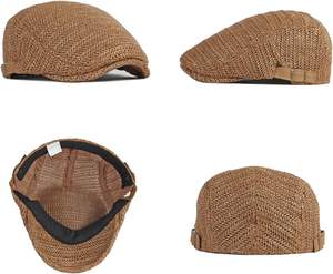 Sombreros de vendedor de periódicos de verano unisex, boina de malla, gorra de hiedra, gorra plana de caza para conducir, gorra de hiedra con patrón de espiga, moda para hombre - Product Image 4