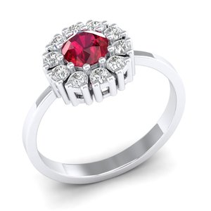 Bague de fiançailles REYES en argent sterling 925 avec moissanite certifiée GRA pour femme, coupe ronde, 0,5 carat, pierre précieuse rubis, bijoux fins - Product Image 2