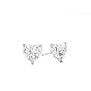 Pendientes de Diamante Cultivado en Laboratorio de 2 Quilates, Corte Corazón, Claridad VS, Oro Blanco Sólido de 18 Quilates, Joyería Moderna de 3 Puntas, Regalo para Mujer - Product Image 1
