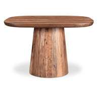 Piédestal en forme de tambour de style rustique moderne Base en bois d'acacia massif avec table conique Finition naturelle à base d'eau Table à manger