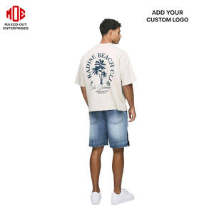 Jorts en denim déchirés au genou Vintage pour hommes Shorts pour hommes personnalisés lavés bleu brut détresse été rue Look coupe propre OEM - Product Image 2