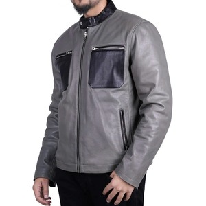 Veste en cuir véritable pour homme de qualité supérieure, style formel, avec poche avant noire, pour l'automne et l'hiver - Product Image 4