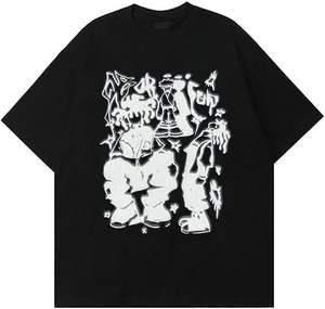 กางเกงขาสั้นฮิปฮอปผู้ชาย ผ้าถักเนื้อหนา ทรงโอเวอร์ไซส์ สไตล์วินเทจ ลายกราฟิกแบบสั่งทำพิเศษ ล้างสีแบบเอซิดวอช - Product Image 1