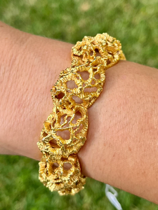 Bracelet jonc plaqué or 18 carats de style vintage pour les bijoux de mode des femmes sans diamants Bracelet Bracelet - Product Image 4