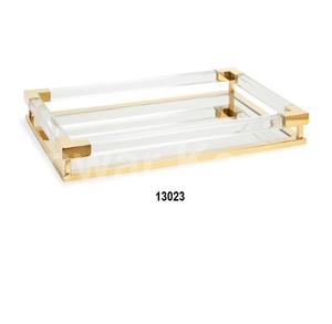 Plateau en acier inoxydable fabriqué à la main avec finition en laiton antique recyclable pour un usage décoratif uniquement - Product Image 3