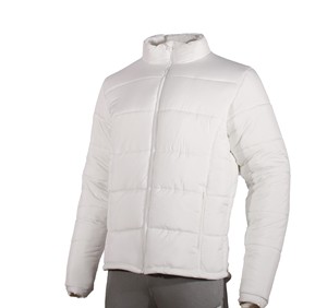 Chaqueta acolchada de invierno blanca con logotipo para mujer, abrigos reciclados, chaqueta de nieve para exteriores con relleno de burbujas de plumas de pato cálido - Product Image 4