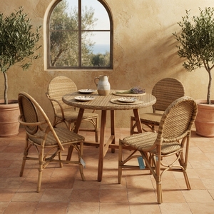 Goldust <b>Dining</b> Collection Natural Rattan Woven Outdoor <b>Dining</b> <b>Set</b> <b>Round</b> <b>Table</b> Chairs Bistro Patio Setup Art Design Decor - Product Image 3