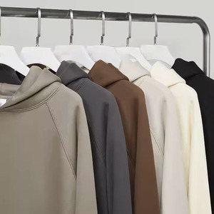 Pull-over uni en coton unisexe avec logo personnalisé Vente en gros Tissu français Saison d'automne Col à capuche Sweat à capuche unisexe sans ficelles de créateur - Product Image 2