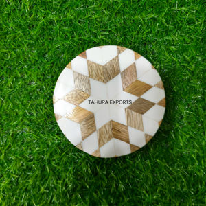 2026 <b>Top</b> Quality Wedding <b>Table</b> Decorative Wooden Resin Mother Of Pearl Coaster <b>for</b> Drinks Classic Design <b>Wood</b> Coaster - Product Image 2