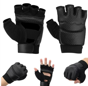 Protège-mains de boxe demi-doigts avec matériau PU respirant et fermeture auto-agrippante pour l'entraînement sportif unisexe de kickboxing - Product Image 4