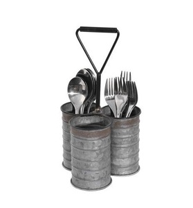 High quality 3 section galvanized <b>cutlery</b> holder fabulous design home decor tableware <b>cutlery</b> <b>stand</b> from wholesale suppliers - Product Image 4