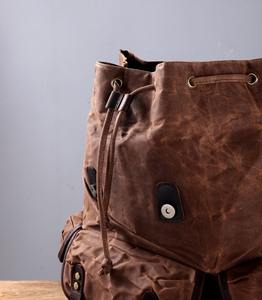 Leather Canvas <b>Backpack</b> Classic Retro Travel Hiking School <b>Laptop</b> Rucksack OEM LCBP-0048 Lightweight Eco-Friendly - Product Image 3