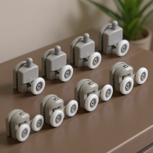 Set di 8 Ruote Rettangolari per Box Doccia Grigie Scorrevoli e a Sgancio Rapido di Koricini - Product Image 3