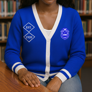Zeta Phi Beta ZPB Sorority Casual invierno tejido Universidad cárdigan suéter acrílico con patrón sólido bordado Decoración - Product Image 5