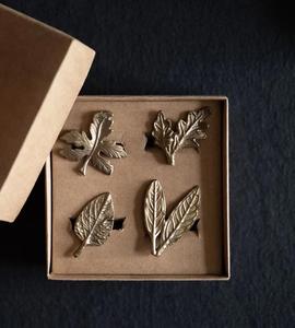 Wholesale Royal Napkin <b>Ring</b> with Luxury Gold Leaf Design Engraved Tableware Decorative Accessories for Weddings and Tables - Product Image 4
