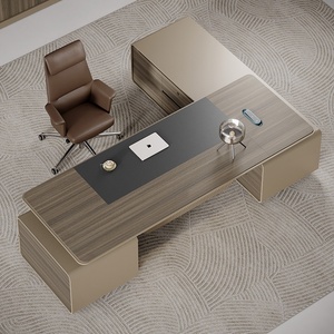 Ergonomic Wood Executive <b>Desk</b> L Shaped Corner Luxury Office Table Eco Friendly Water Resistant Commercial Management <b>Workstation</b> - Product Image 3