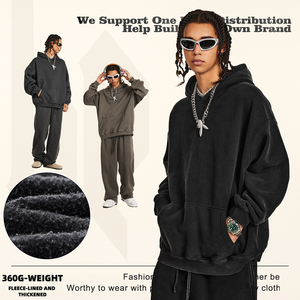 Sudadera con Capucha Lavada al Ácido con Logotipo Personalizado para Hombre, Estilo Urbano de Punto Holgado con Aspecto Desgastado, Informal, para Invierno, con Capucha, Pedido al por Mayor - Product Image 4