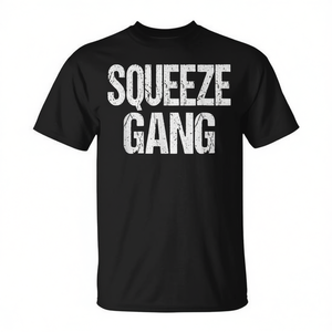 T-shirt Squeeze Gang noir unisexe pour adulte, taille moyenne, col rond, manches courtes, promotionnel - Product Image 2