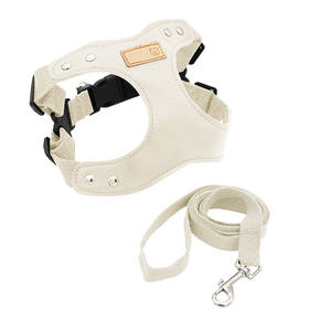 حزام للكلاب الصغيرة، سترة أنيقة من الجلد الصناعي مع مقبض سهل التحكم، مشبك أمامي بدون خنق مع مشبكين معدنيين للحزام - Product Image 5