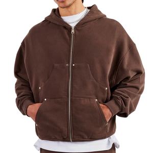 Sudaderas con Capucha Personalizadas para Hombre, de Alta Calidad, con Cierre, Estilo Holgado, Lavado Ácido, 100% Algodón, Diseño de Doble Bolsillo - Product Image 1