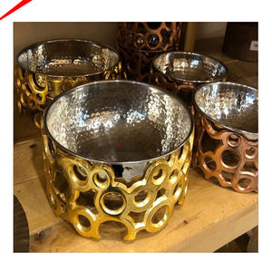 Bol décoratif de service en acier inoxydable avec support en forme de feuille pour hôtel, restaurant et bar - Product Image 4