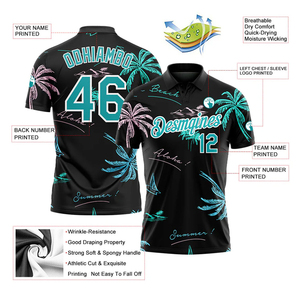 เสื้อกอล์ฟชาย ผ้าเจอร์ซีย์ สีพื้น พิมพ์ลายดิจิตอลแบบซับลิเมชั่น คอตั้ง บริการ OEM คุณภาพสูง - Product Image 2