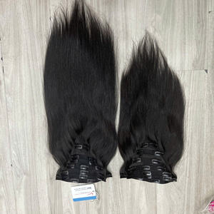 Extensions de cheveux naturels tendance 2026, lisses, à clipser, faciles à utiliser, cheveux humains du Vietnam, mèches à clipser, soyeuses et lisses - Product Image 2