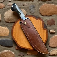 Couteaux de chasse en acier D2 faits à la main sur mesure avec manche en corne Couteau Bowie poli avec gaine en cuir.