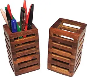 Handgemaakte Houten Pen Stand Houder Serviesgoed Organizer En Markeerstift Potlood Opberghouder Voor Thuiskantoor Tafeldecoratie Groothandel