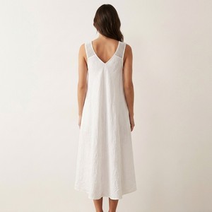 Vestido Midi Informal de Verano, Transpirable y Lavable, con Cuello en V, Tirantes Anchos de Piqué, Bolsillos, Cintura Natural, 100% Lino - Product Image 2